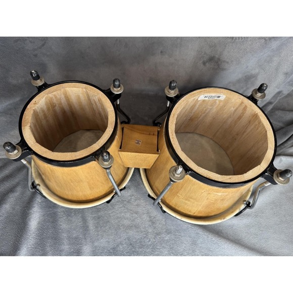 CP Latin Percussion Bongo Drums 6" and 7" Siam Oak Rawhide Heads Natural Finish - Picture 16 of 16